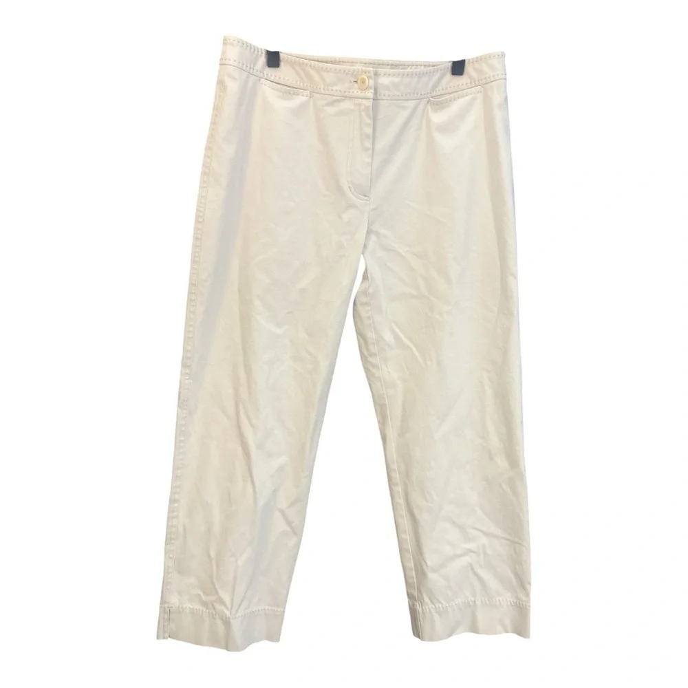 Eileen Fisher Cropped Cream Pants Size Medium Minimalist Old Money‎ Capsule KD1